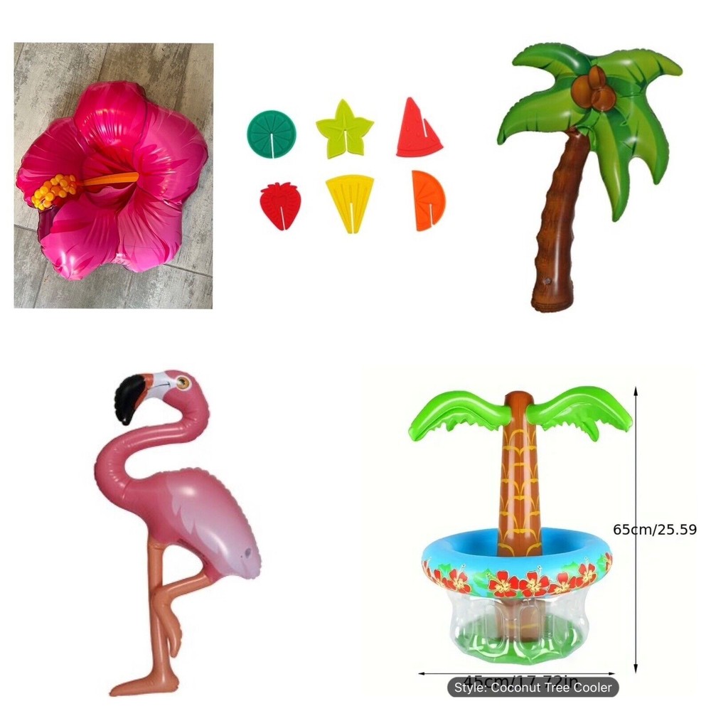 Tropical Hawaiian Party Decoration Set Inflatable Floats Drink Markers Beverage