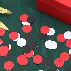 300pc Table Confetti, 1 Inch, Red, Black, White, Circle Dots, Glitter, Party