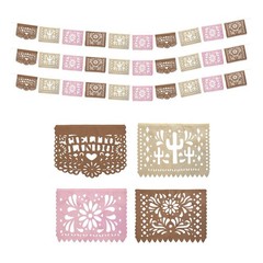 Cielito Lindo Talavera Mexican Papel Picado Banners 3pack pink mixed