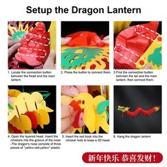 38Pcs Chinese New Year Decoration Hanging Dragon Lanterns Set with Felt Ornament