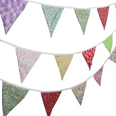 10M/32Ft Triangle Bunting Banner, 36 Pcs Cotton Fabric Flags Pennant Colorful