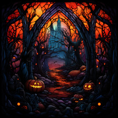 Halloween Party Window Stickers Decoration Spooky Evil House On Hill Scary Decal