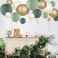 Paper Lanterns Decorative, Round Hanging Paper Lanterns Decorations for Rusti…
