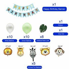 Birthday Party Decoration Safari Theme Banner and Foil Balloon Set