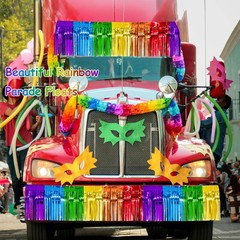 Rainbow Foil Fringe Garland & Tinsel Streamers for Parties, 39 Ft Total Length