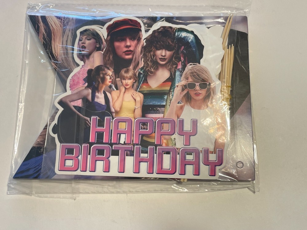 Taylor Swift Happy Birthday Party Supplies with Backdrop Banner Cupcake Topper