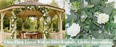 2 Pack Artificial Spring Eucalyptus Flower Garland with White Roses, 13Ft Fake