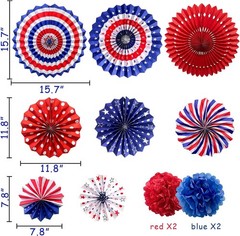 All-in-One July 4th Decorative Set – Paper Fans & Banners for Festive Spirit