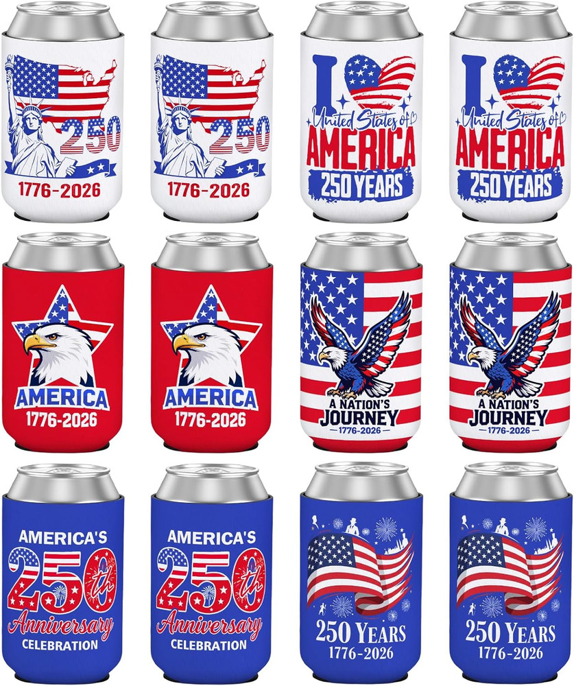 4Th of July Decorations Can Cooler Sleeves 250Th Anniversary Insulated Can Coole