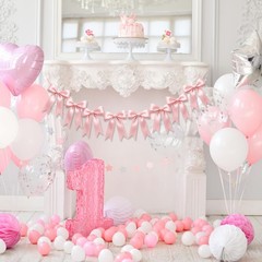 2 Strings of 16PCS Pink Bow Garlands Banner Decoration,Pre-Strung Satin Ribbo…