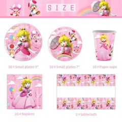 Peach Princess Party Supplies Set Plates Cups Tablecloth Napkins Birthday Decor