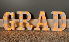 Marquee Light Up GRAD Letters White 9 Inch Warm LED Lights