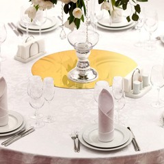 20 PCS 10 Inch Acrylic Round Mirrors Circle Candle Plates Gold 1mm Table Decor