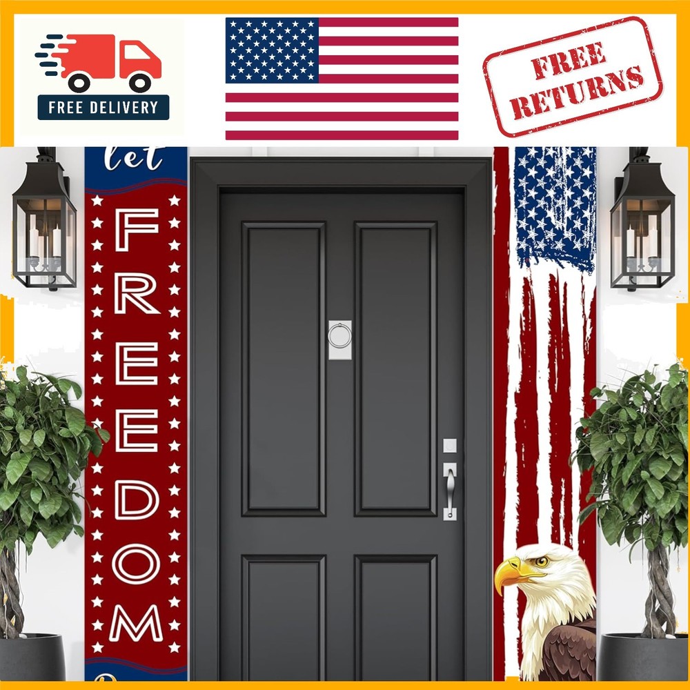 Vivid Independence Day Welcome Banner 70.8″L x 11.8″W – Durable Polyester Design