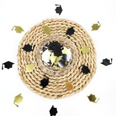 200 PCS Black Gold Congrats Grad Caps Class Of 2026 Graduation Confetti