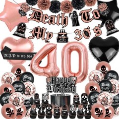 Death to My 30s Decorations 40th Birthday Decorations for Her Black and Rose …