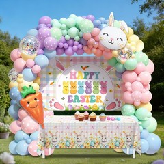 138pcs Easter Balloon Arch Kit Happy Easter Colorful Party Decoration Rainbow…