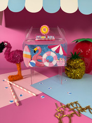 Pink Pool Party Goodie Boxes/ Summer Birthday Party/ Dive into Four Favor Boxes