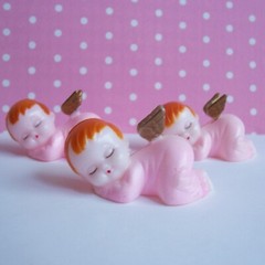 12 Pink Sleeping Baby Angel Figurine – Cake Toppers, Lot of 12