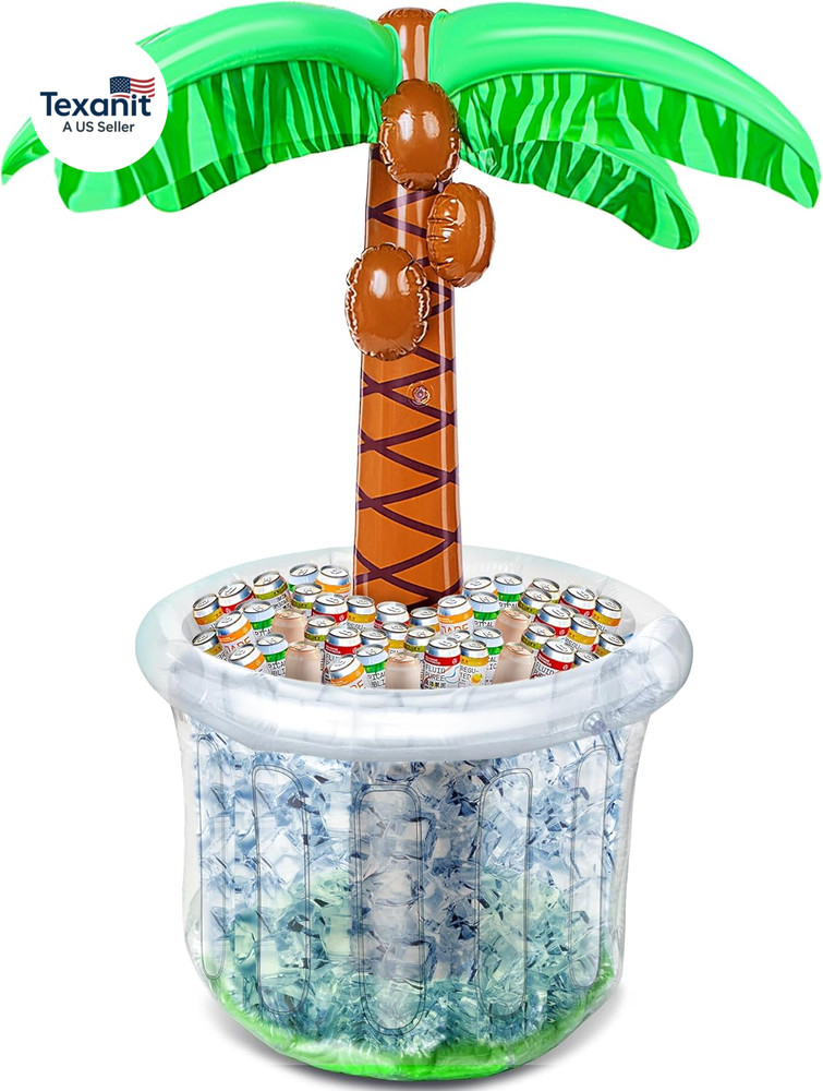60″ Inflatable Palm Tree Cooler, Beach Theme Decor, Pool Party Decorations, Luau