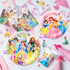 116 Pcs Princess Party Tableware Decorations Set Tablecloth Banner Balloons