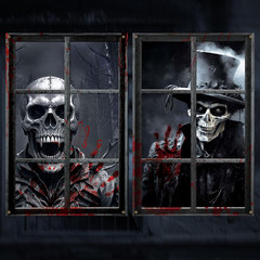Halloween Decorations Blood Skeletons Scary Horror Window Poster 2PCS 32″ X 47″