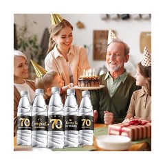 Tenare 72 Pcs Black and Gold Happy 70th Birthday Party Decorations Mini Wine …