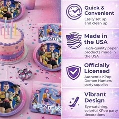 Unique 16 Pack KPop Demon Hunters Dessert Sized Plates and Napkins – 16 Cake Pla