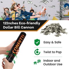 Money Confetti Cannon 12Pack Biodegradable 100 Dollar Bill Money Confetti 12i…
