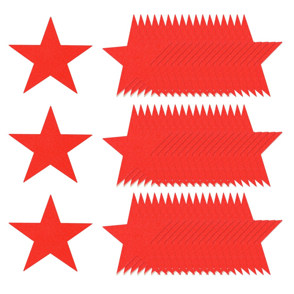 80 Pcs 6 Inch Double Printed Glitter Star Cutouts, Red
