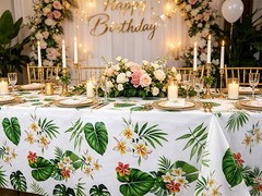 3 Pack Hawaiian Luau Tablecloths for Party Decoration, Hawaii Disposable Plastic