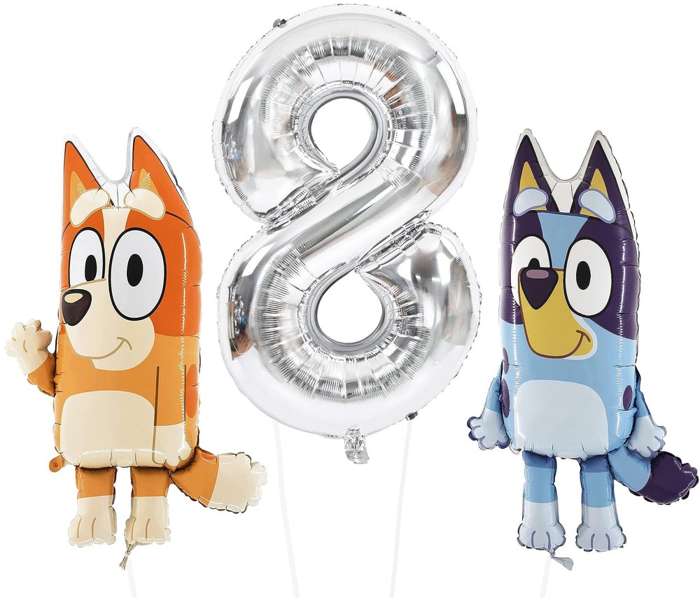 ® Bluey & Bingo Balloon Pack – 2 x 32″ Character Balloons & 1 x 40″ Number Ba…