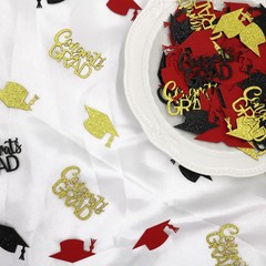200 PCS Red Black Gold Graduation Confetti Class 2026 Glitter Table Scatters