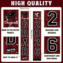 Graduation Banner 2026 Graduation Decorations Maroon and Black Grad Banner Po…