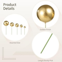 324 PCS Gold Cake Toppers, Assorted Size Mini Balloon Cake Picks, Plastic Cup…