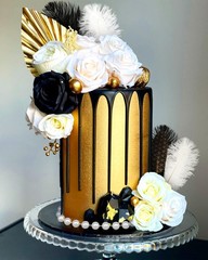 Feather Rose Gatsby Roaring 20s Prom Cake Decorations Topper Set