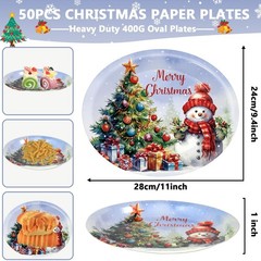 50Pcs Christmas Snowman Plates Disposable Paper Plates Watercolor Christmas T…