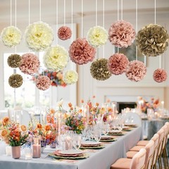 18 Pack Birthday Party Decorations Blush Pink Tissue Paper Pom Poms Flower