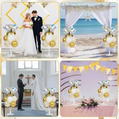 Engagement Party Balloon Stand Kit – 2 Diamond Ring Foil & Confetti Balloons for