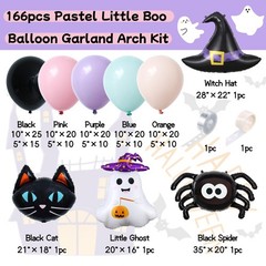 166pcs Halloween Balloon Arch Kit – Pastel Rainbow & Black Latex Balloons wit…