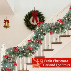 Timer – 9Ft by 10 Inch Prelit Christmas Garland with 50 Colorful Lights, Thick