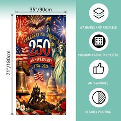 American 250th Anniversary Door Cover Banner 4th of July Patriotic Decor