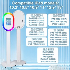 Portable Photo Booth Machine Compatible with iPad 10.2″-13″ Metal Selfie Station