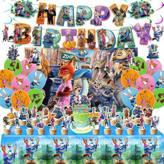 Birthday Party Decorations Set – 1 Backdrop (39″ X 59″), 1 Big Topper, 1 Tablecl