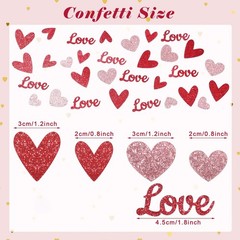 100 PCS Red Glitter Love Heart Table Paper Confetti Valentine’s Day Wedding