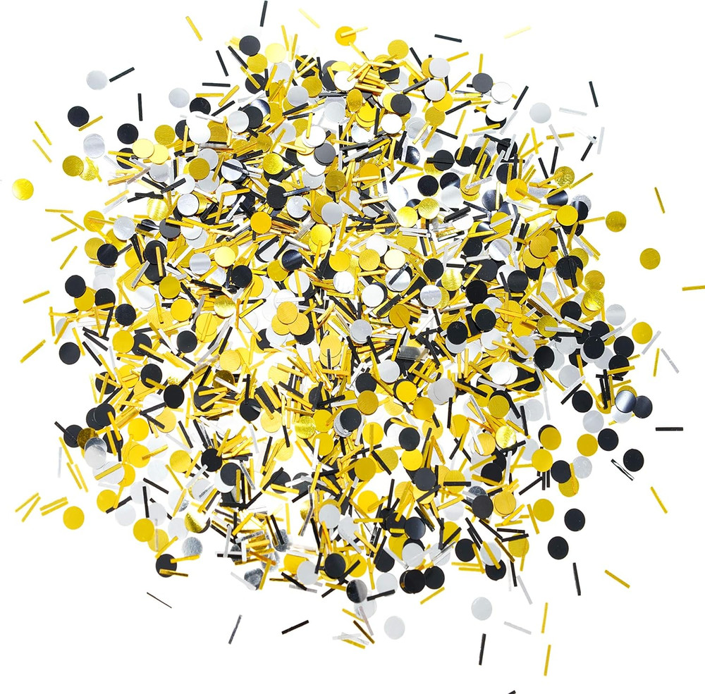 Black Gold Party Table Confetti – Wedding Anniversary Bachelorette Graduation Pa