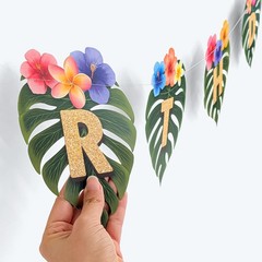 Tropical Happy Birthday Banner Hawaiian Party Palm Leaf Garland Luau Party De…