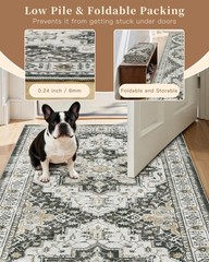 Madane Washable Area Rug 2×4, Small Entryway 2′ x 4′ (Rectangular), Black