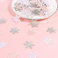 200PC White Pink Silver Snowflake Confetti for Winter Wonderland Decorations Sma