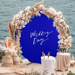 Babenest 7.2FT Royal Blue Round Backdrop Cover, Two-Sided Spandex Circle Balloon